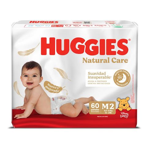 Pañales Huggies Natural Care M - Paca X 60 Unidades
