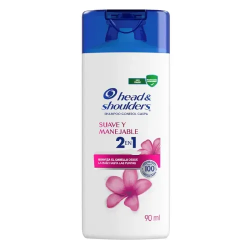 Shampoo Head & Shoulders 2 en 1 Suave y Manejable - Frasco X 90 ml