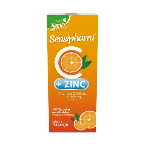 Sensipharm Vitamina C 500 mg + Zinc 5 mg - Caja X 100 Tabletas