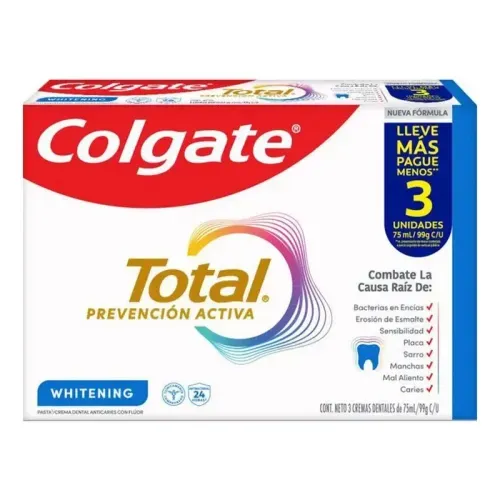 Crema Dental Colgate Total Whitening - Tubo X 75 ml (3 Unidades)