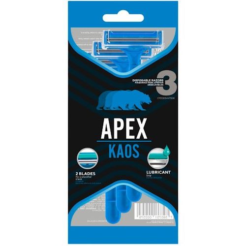 Máquina de Afeitar Apex Kaos 2 Hojas - Paquete X 3 Unidades