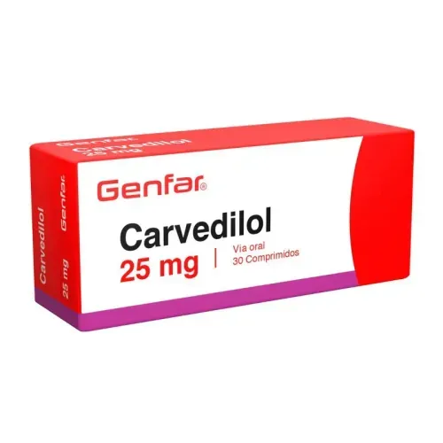 Carvedilol 25 Mg Caja X 30 Tabletas Genfar