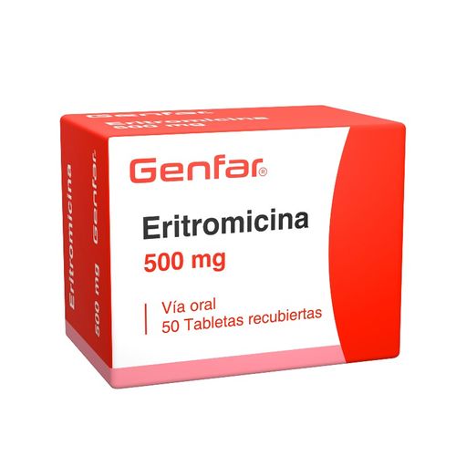 Eritromicina 500 Mg Caja X 50 Tabletas Genfar
