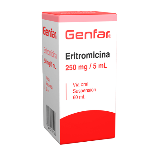 Eritromicina 250 Mg/5Ml Frasco X 60 Ml Suspensión Genfar