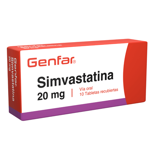 Simvastatina 20 Mg Caja X 10 Tabletas Genfar