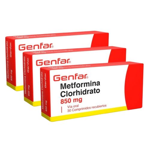 ¡Pack Ahorro 2+1! Metformina 850 Mg Caja X 30 Tabletas Genfar
