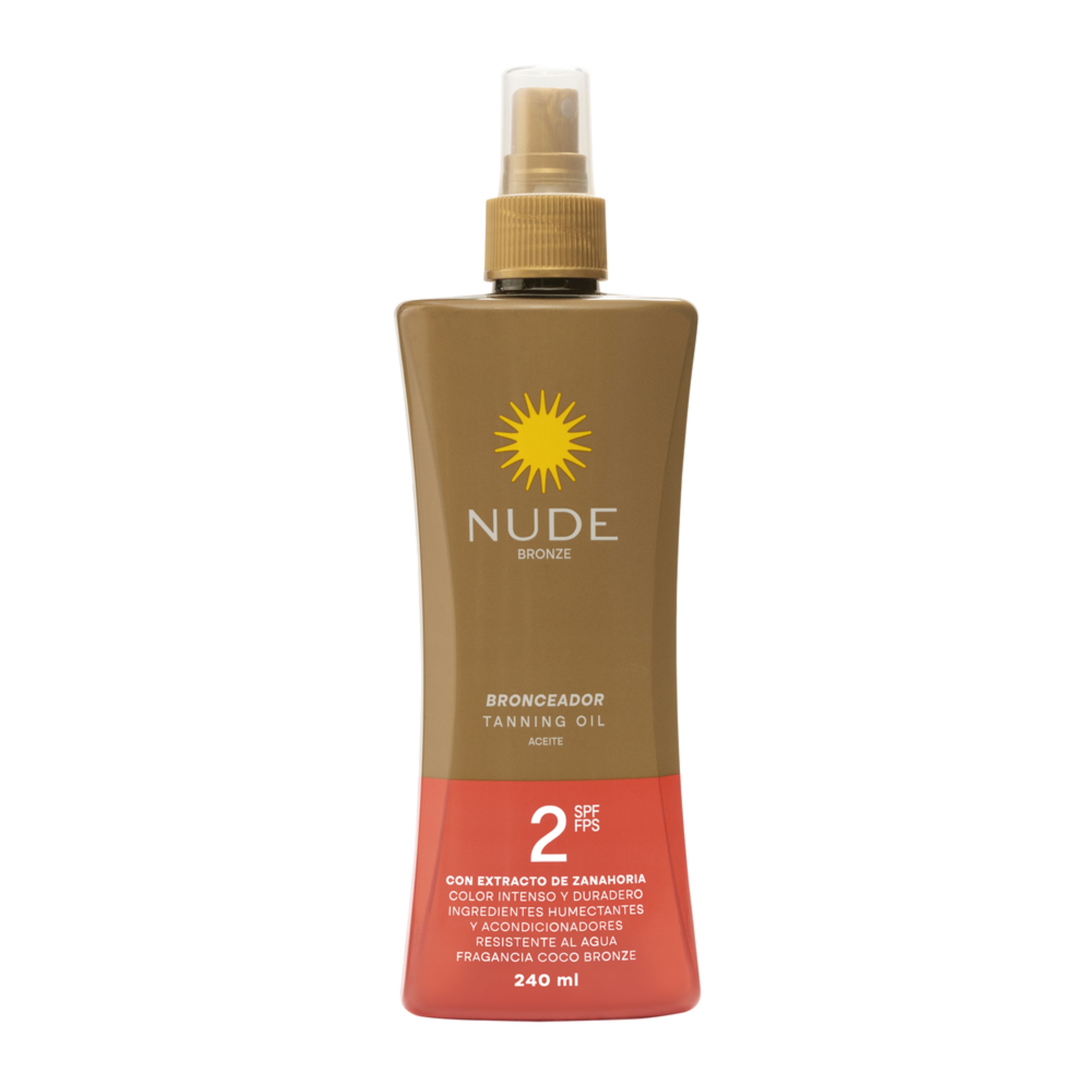 Bronceador Nude Bronze Aceite Spf 2 Spray 240 Ml Prebel
