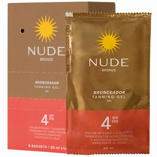 Bronceador Solar Nude Spf 4 Caja X 6 Sobre 20 Ml Prebel