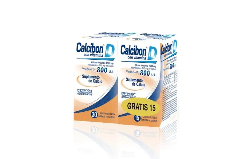 Oferta Calcibon 1500Mg/800Ui X 30 Tabletas + Gratis 15 Tabletas