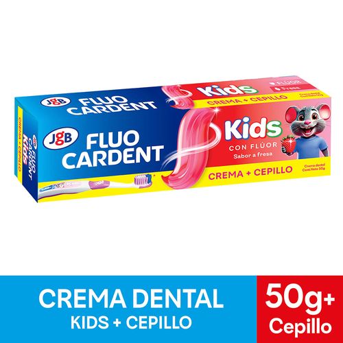 Crema Dental Fluocardent Kids Tubo X 50 Gr + Cepillo Jgb