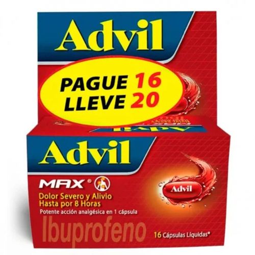 Advil Max Frasco 16 Cápsulas Pague 16 Lleve 20