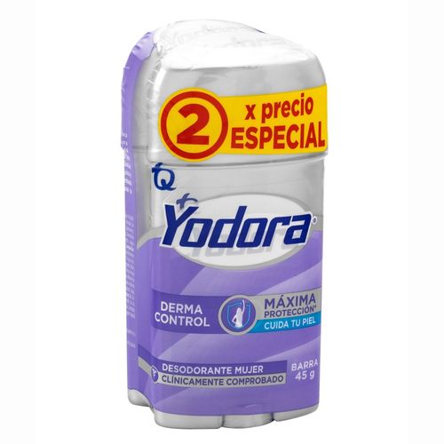 Desodorante Yodora Barra Derma Control 2 Frasco X 45 Gr Precio Especial Tecnoquímicas