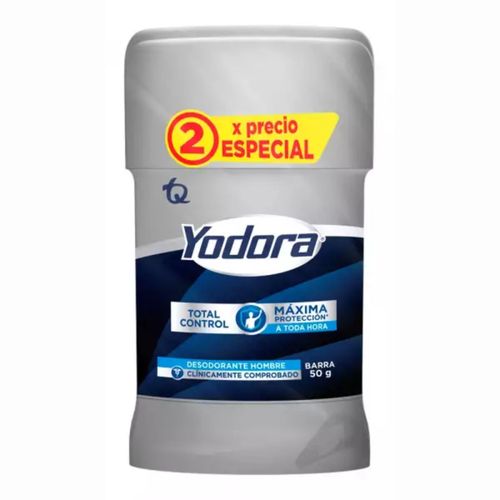 Desodorante Yodora Barra Total Control 2 Frascox 50 Gr Tecnoquímicas