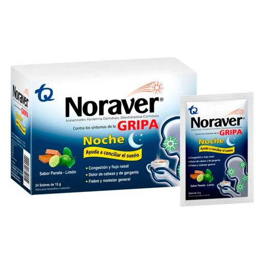 Noraver Gripa Bebida Noche Caja X 24 Sobres Polvo Tecnoquímicas