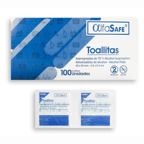 Toallitas Alcohol 70% Alfasafe Caja X 100 Und