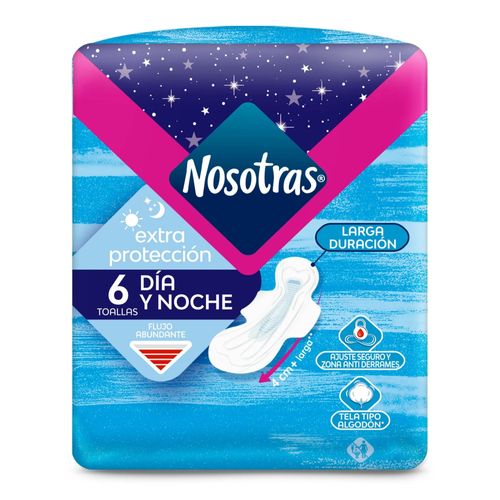 Toallas Higiénicas Nosotras Extra Protección Tela Tipo Algodón Paquete 6 Unidades Familia