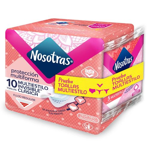 Toallas Higiénicas Nosotras Inv Clas Multies 24 H 10 Unidades + Grts 5 Familia