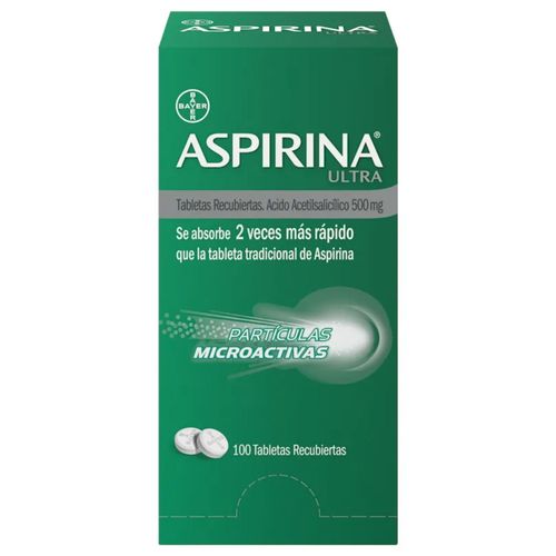 Aspirina Ultra Ácido Acetil Salicílico 500 Mg Caja X 100 Tabletas Bayer
