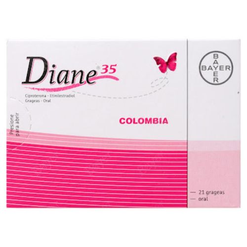 Diane 35 Acetato De Ciproterona 2.0 Mg Etinilestradiol 0.035 Mg Caja X 21 Grageas Bayer