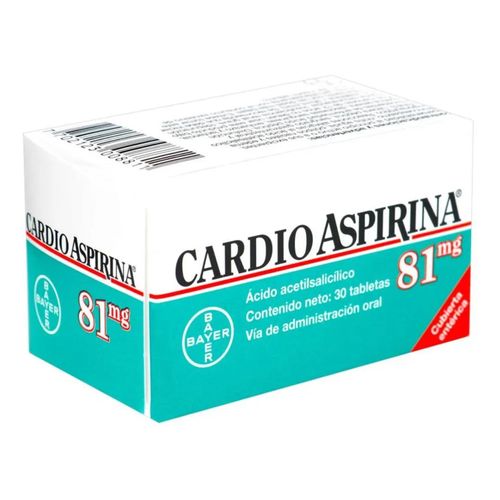 Cardioaspirina Ácido Acetilsalicílico 81 Mg Caja X 30 Tabletas Bayer