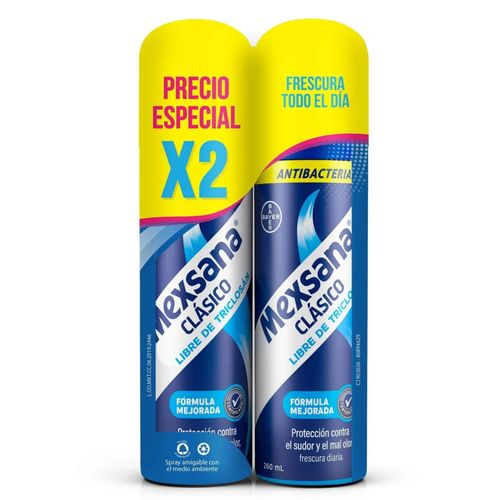 Talco Mexsana Spray Clasico Antbacterial Frasco X 260 Ml 2 Und Precio Especial Bayer