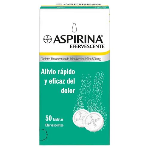 Aspirina Ácido Acetil Salicílico 500 Mg Caja X 50 Tabletas Efervescente Bayer