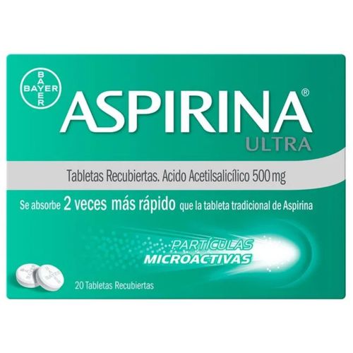 Aspirina Ultra Ácido Acetil Salicílico 500 Mg Caja X 20 Tabletas Bayer