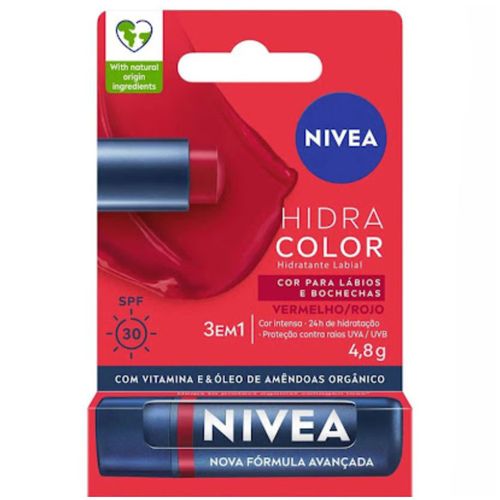 Protector Labial Nivea Hidra Color Rojo 4.8 Gr Bdf