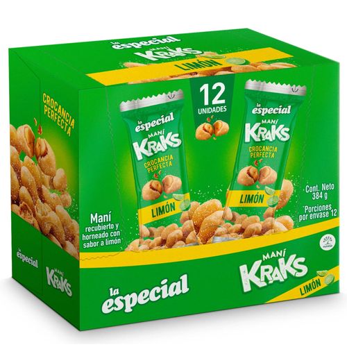 Maní La Especial Kraks Limón X 12 Unidades 384 Gr Nutresa