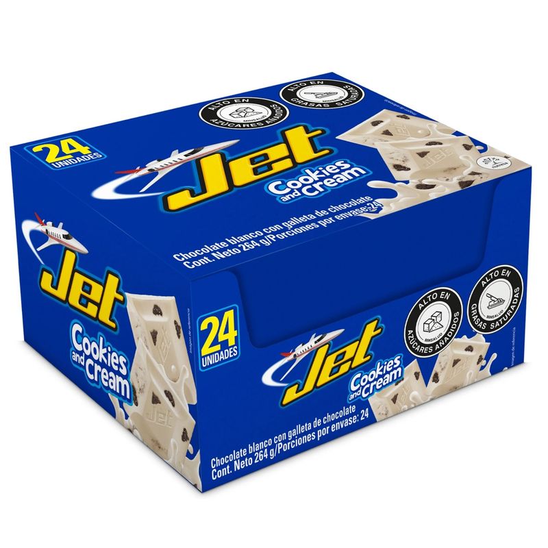 Chocolatina Jet Cookies Crema 24 Unidades