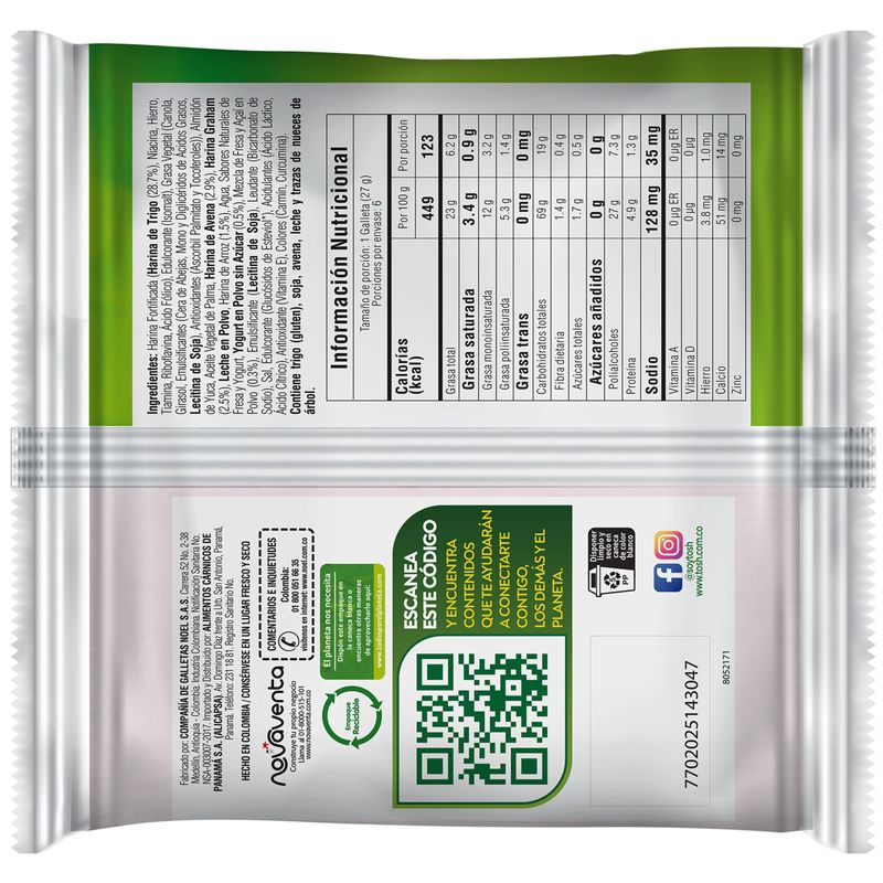 Galletas Tosh Wafer Yogurt Fresa Acai 162 Gr