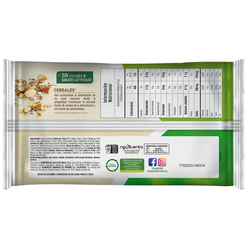 Galletas Tosh Fusión Cereales Fit x 9 Unidades