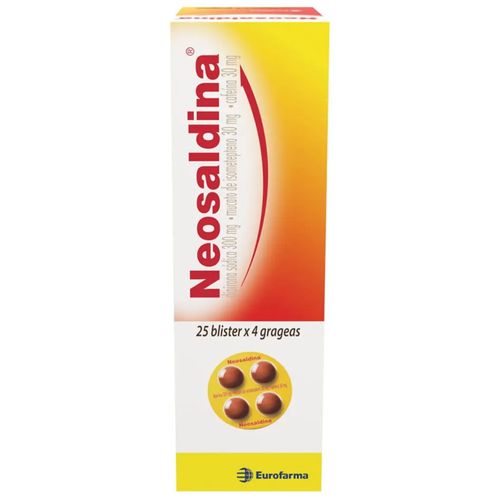 Neosaldina Dipirona 300 Mg Caféina 30 Mg Isometepteno 30 Mg Caja X 100 Grageas Tableta Eurofarma