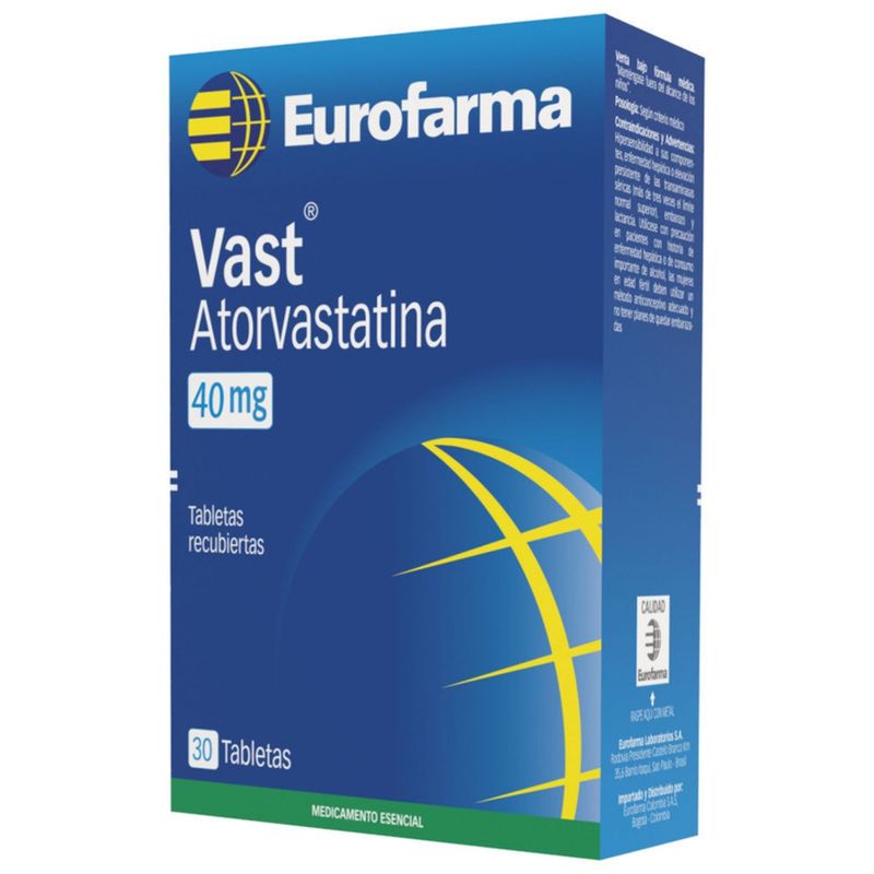 Vast Atorvastatina 40 Mg Tabletas 30 Tratamient