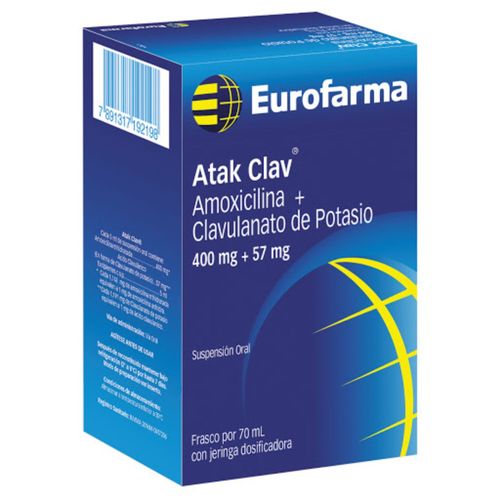 Atak Amoxicilina 8 Mg Clavulanato De Potasio 1,14 Mg Frasco X 70 Ml Suspensión Eurofarma