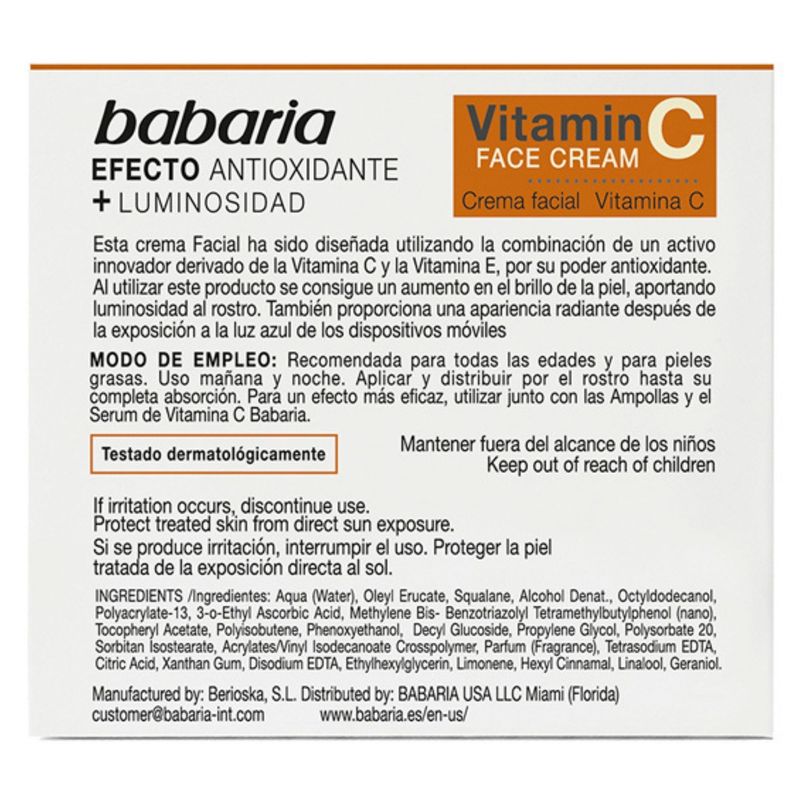 Crema Facial Babaria Vitamina Frasco X 50 Ml
