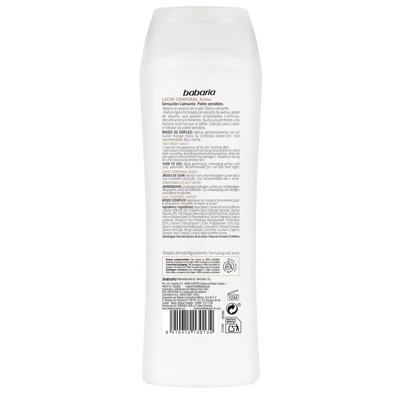 Crema Corporal Babaria Leche Avena 400 Ml