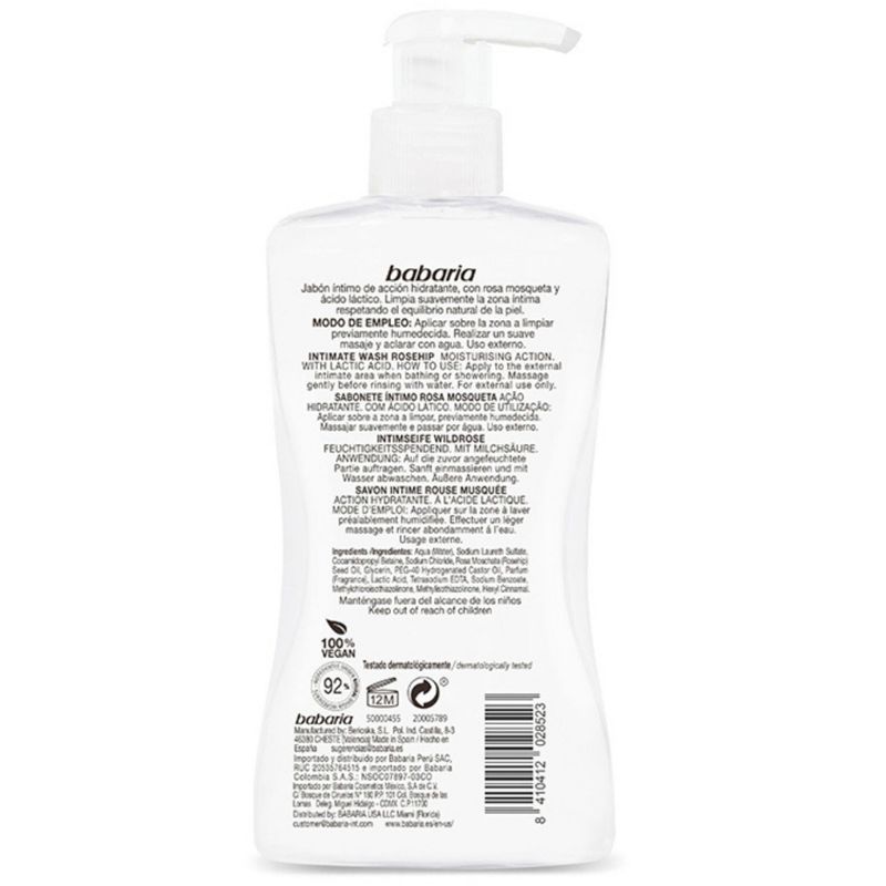 Jabón Íntimo Babaria Rosa Mosqueta 300 Ml