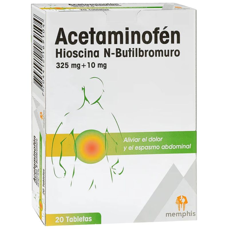 Hioscina Acetaminofén 20 Tabletas Memphis