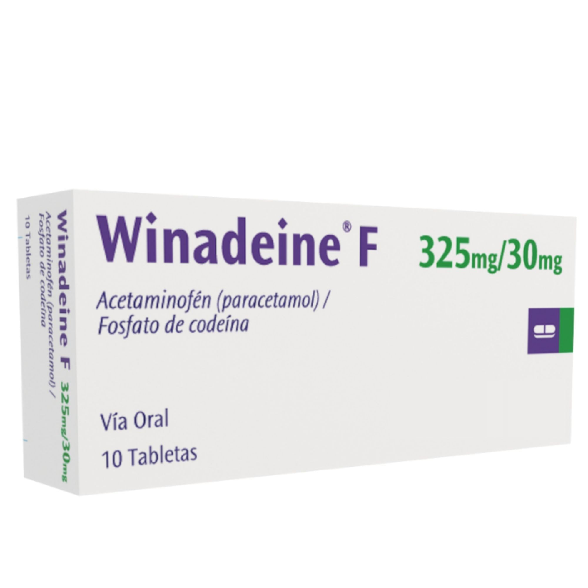 Winadeine F 325mg Acetaminofén / 30mg Codeína - Caja x 10 Tabletas