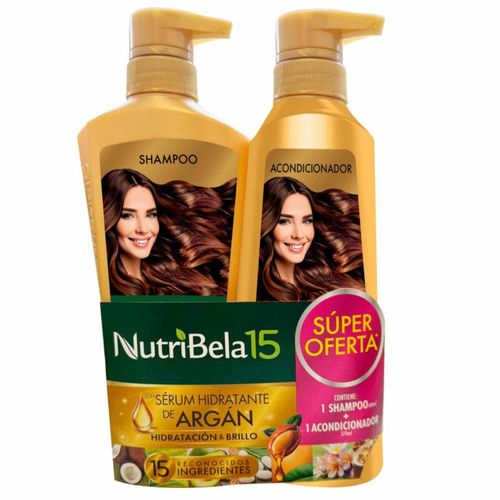 Pack Shampoo Nutribela 400ml + Acondicionador 370ml Argán