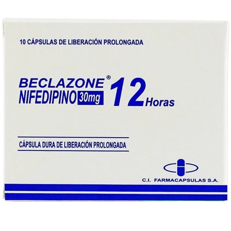 Beclazone Nifedipina 30 Mg x 10 Cápsulas