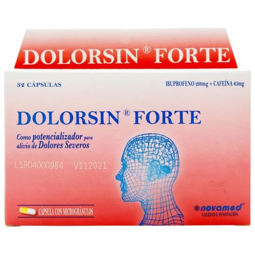Dolorsin Forte Ibuprofeno 200 Mg Cafeína 65 Mg Caja X 32 Cápsulas Blanda Novamed