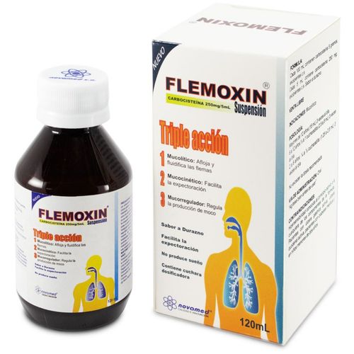 Flemoxin Carbocisteina 50Mg/Ml Frasco X 120 Ml Suspensión Novamed