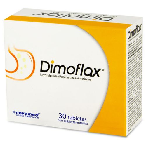Dimoflax Simeticona 80 Mg Levosulpiride 25 Mg Pancreatina 150 Mg Caja X 30 Tabletas Novamed