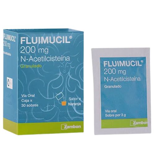 Fluimucil Acetilcisteina 200 Mg Caja X 30 Sobres Granulado Zambon
