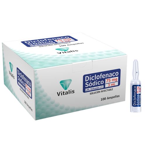 Diclofenaco 75 Mg/3 Ml Inyectable Caja X 100 Ampollas Vitalis