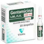 Gentamicina 160 mg 2 ml caja 10 ampollas