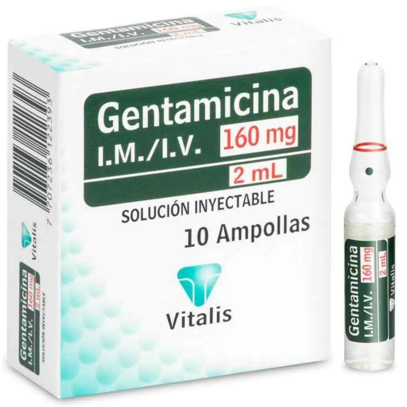 Gentamicina 160 mg 2 ml caja 10 ampollas