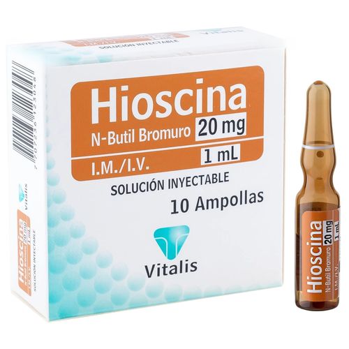N Butil Bromuro Hioscina Inyectable 20 Mg/Ml Cja 10 Amp Vitalis